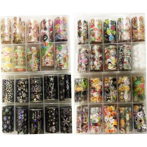1 box Halloween Nail Transfer Foil 10Pcs Halloween Nail Foil Stickers Transfer Decals Paper Halloween Nail Transfer Foil