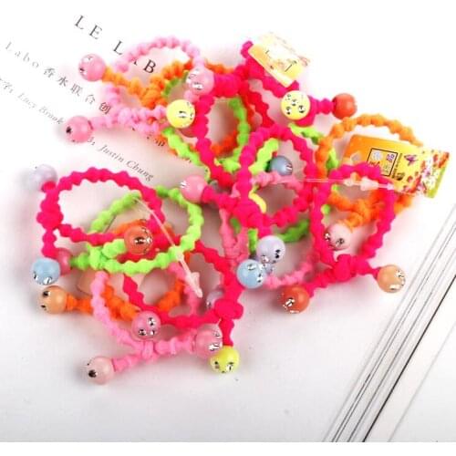 10pcs / lot Cute candy girl kids smile face flowers hair bands Pretty sweet elastic hair bands