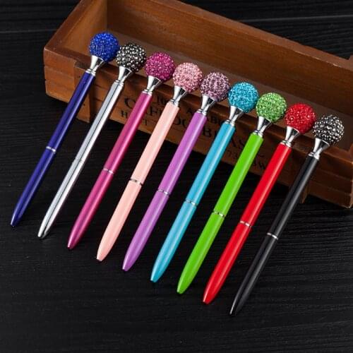 20pcs/set Kawaii Crystal Ball Pens Ballpen Fashion Girl Large Diamond Ballpoint Pens Pens for School Stationery Office Supplies
