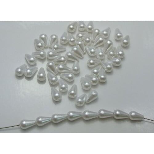 200 White Plastic Faux Pearl Teardrop Beads 6X10mm Imitation Pearl