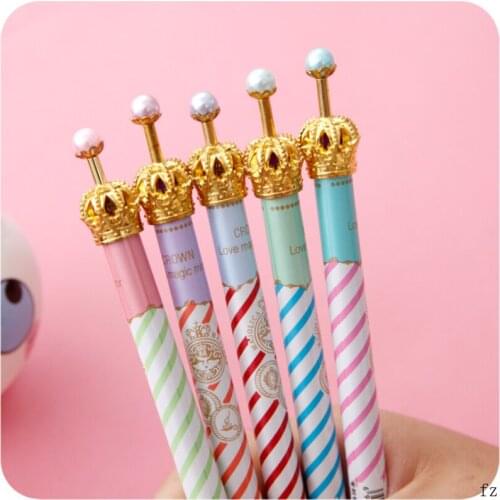 200 Pcs Gold Crown Gel Pens Black Ink Korean Pens Gift for Student Party Favors Office School Supplies