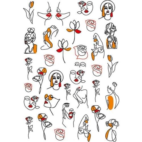 3D Nail Sticker Face Patterns Long-lasting Cool Style Girl Fashion Sticker For Home Nail Sticker Manicure Flower Slider Nail Art