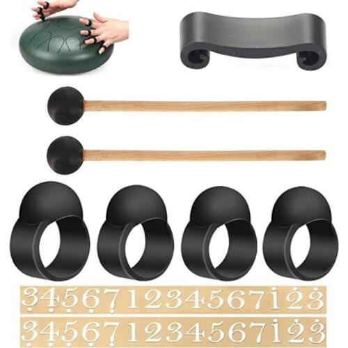9pcs Wood Tongue Drum Drumstick Finger Sleeves Percussion Accessories Protect Finger Kit Set Musical instrument Parts