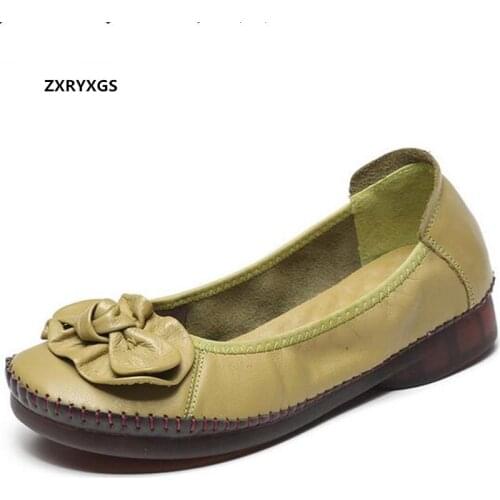 Promotion Genuine Leather Sweet Bow Women Leather Shoes Flat Shoes Non-slip Soft Sole Comfortable Shoes Fashion Casual Shoes