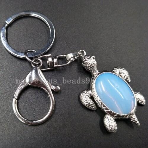 Free Shipping Beautiful jewelry Opalite Opal Turtle Key Chain Hang Pendant bag MC5048