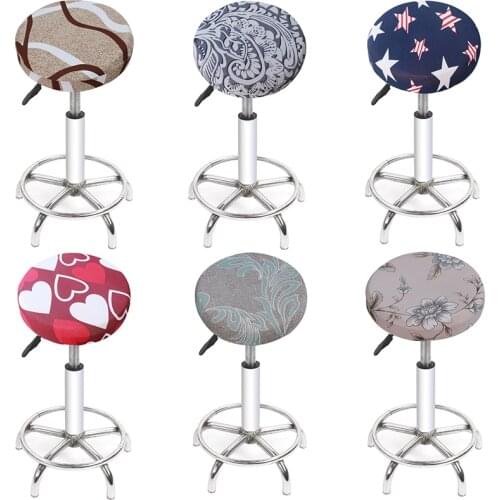 Round Chair Cover Elastic Bar Stool Cover Floral Printed Seat Case For Restaurant Banquet Office Chair Slipcover Protector