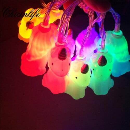 Chicinlife 1set Unicorn Head Led String Night Light Lanterns Lamp DIY hanging Baby Shower Christmas Decoration Party Supplies