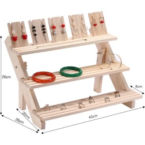 Wooden Earrings Bangle Organizer Jewelry Holder Necklaces Bracelets Stand Display Jewelry Display Storage Support Pendants