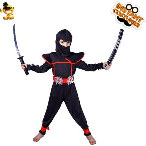 Kids Ninja Costume Childrens Day Costumes Black Warrior Outfit Halloween Costumes for Boys Cosplay Party Clothes