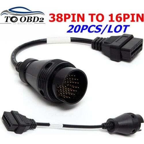 20PCS/Lot for IVECO 38 Pin ODB OBD2 Diagnostic Cable Adapter to Female 16Pin OBDII Connector Car Diagnostic Cable forIveco 38Pin
