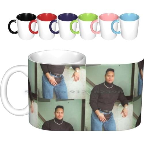 Dwayne " The Rock " Johnson : Classic 90s Turtleneck Photo Ceramic Mugs Coffee Cups Milk Tea Mug Dwayne Johnson The Meme