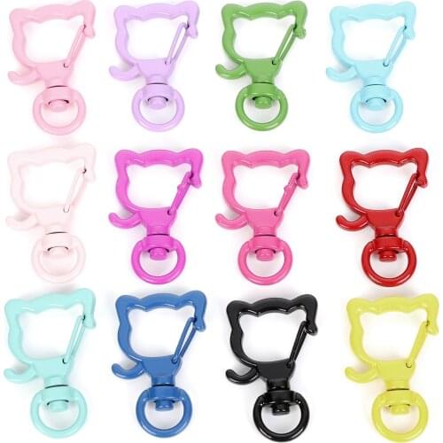 Mickey Shape Colorful Metal Lobster Clasp Hooks Key Ring Connectors For Keychain Jewelry Making DIY Accessories