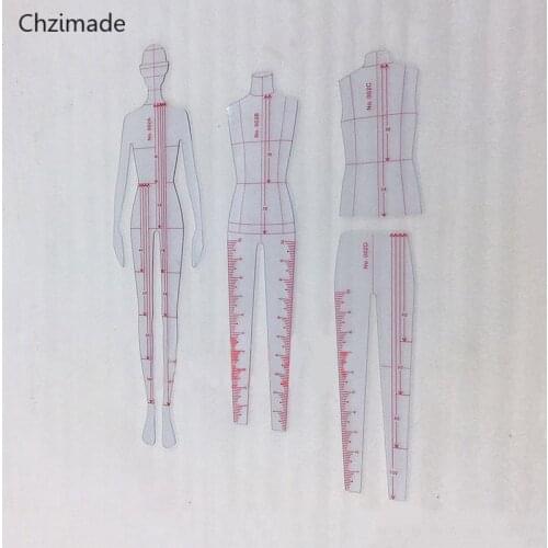Lychee Life 4Pcs/lot Fashion Patchwork Sewing Ruler Line Drawing Human Dynamic Template For Cloth Rendering Tools