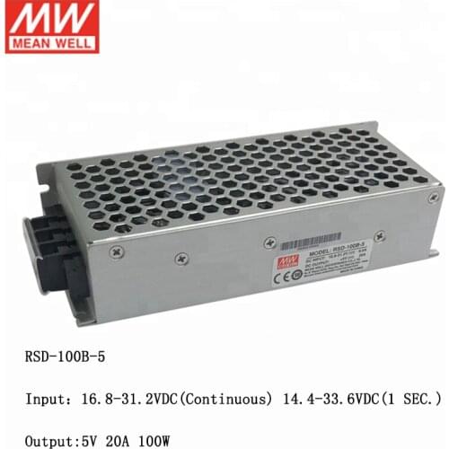 MEAN WELL RSD-100B-5 14.4~33.6V DC to 5V DC 20A 100W Reliable Railway DC-DC Converter Switching Power Supply 5V DC Transformer