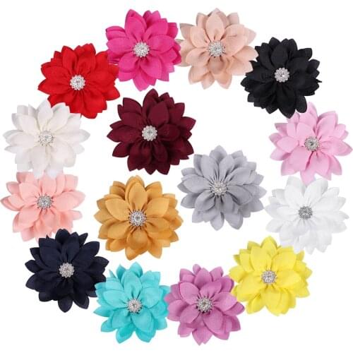 15pcs/set Girls Sweet Flower Bow WITH/WITHOUT Clips Pink Color Floral Layer Hair Bows Children Headwear Kids Hair Accessories