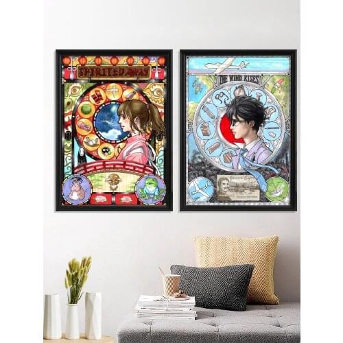 Miyazaki Hayao Nausicaa of the Valley of the Wind Vent Leve Kiki Sorciere Voyage Chihiro Poster Home Decor Art Silk Wall Stiker