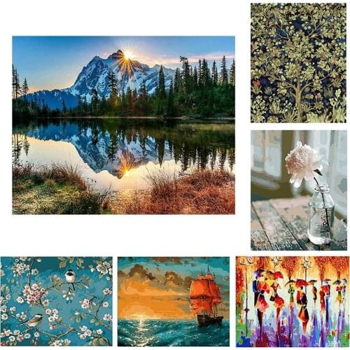 40x50cm Landscape DIY Oil Painting By Numbers Kit Frameless Craft Picture Hand-painted Painting Home Room Office Decoration