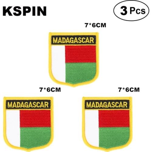 Madagascar Shiled Shape flag patches national flag patches for Cothing DIY Decoration