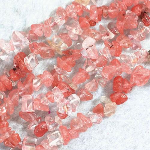 Natural cherry quartz irregular gravel 5-7mm hot diy jewelry loose beads 35" B537