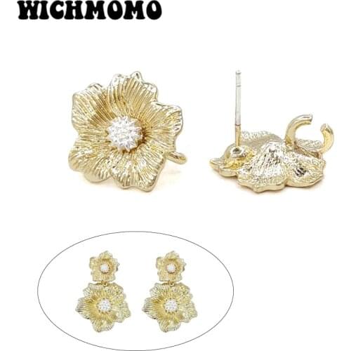 2020 New Fashion 15mm 6pieces High Quality Zinc Alloy Peach Flowers Earring Base Connectors for DIY Earring Jewelry Accessories