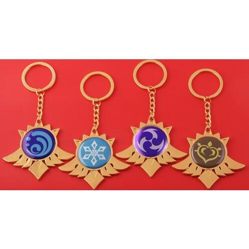 New Fashion Genshin Impact Element Key Chain Eye of God 7 Element Weapons Bag Pendant Keychain Valentines Day Gift for Boyfriend