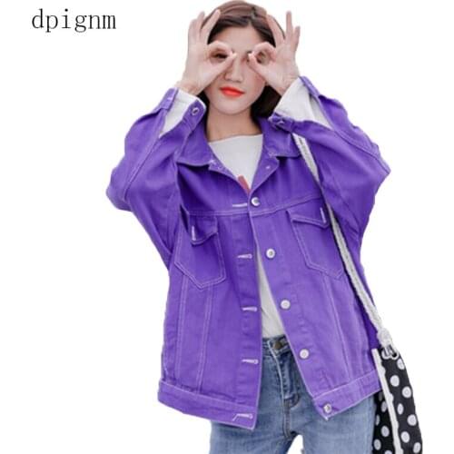 Solid Turn-down Collar Jean Jacket for Women Loose Casual white Fashionable Women Coats Female outwear Denim Feminine