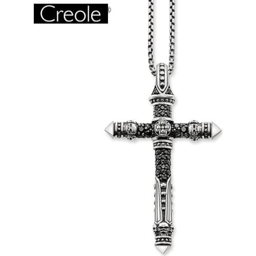 Link Chain Necklace Cross Rebel Gift For Men Women, Europe Style Heart 925 Sterling Silver Fashion Jewelry