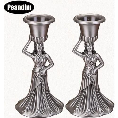 PEANDIM Ancient Egypt Style Candle Holders Zinc Alloy Candlestick Home Decoration Accessories Desktop Decor Crafts Pillar Holder