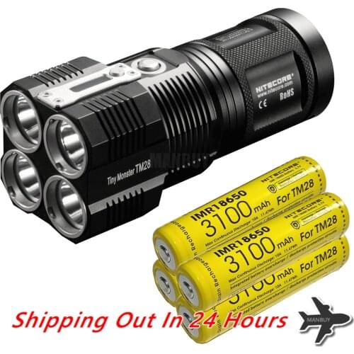 NITECORE TINY MONSTER TM28 6000 LMs CREE XHP35 HI 4xLED Rechargeable Hight Light Flashlight Gear Hunting Searching Free Shipping