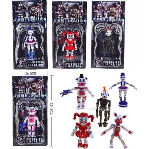 Midnight Toy Bear Figure Funtime Foxy Sister Location Horror Lightening Movable Joint Toys Kids Gift with Box