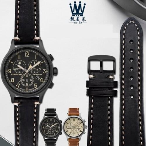 Genuine leather watch strap for TIMEX TW4B09100 / 9200 / T49963 series wristband Mens black brown bracelet 20mm 21mm
