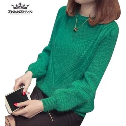 2019 Winter Autumn Female Solid Color Casual Knitted Sweater O-Neck Short Knit pullover Loose Plus size Boutique Women Sweater