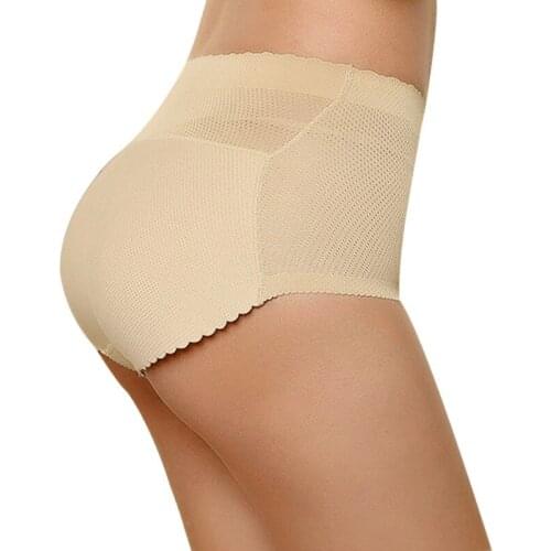 Women Sponge Padded Abundant Buttocks Pants Lady Push Up Middle Waist Padded Panties Briefs Women Underwear Dropship