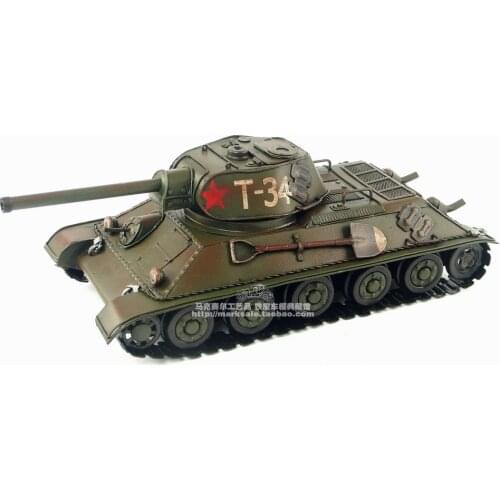 Vintage Handmade tank military model 1940 Soviet T-34 MBT antique handicrafts