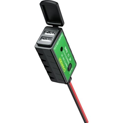 Motorcycle Dual USB Phone Charger to U Ring Terminal Adapter 3.1A Dual USB Port Adapter ON/Off Switch Waterproof 1.6M Cable