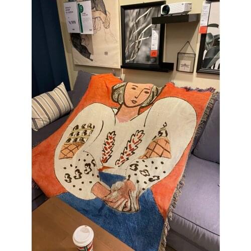 Sweater Woman Matisse Sofa Blanket Cover Blanket Bohemian Geometric Cotton Towel