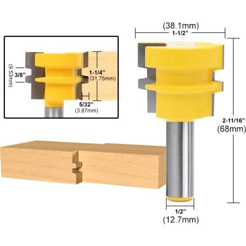 1pc Glue Joint Router Bit - Medium Reversible Woodworking Chisel Cutter Tool - 1/2"12mm Shank Tenon Cutter for Woodworking Tools
