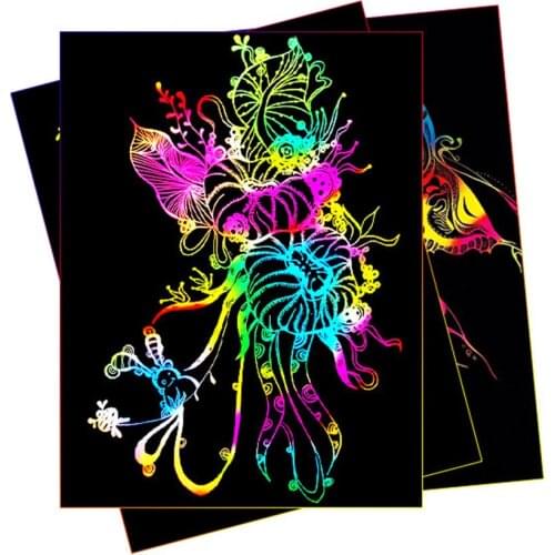 10PCS Scratch Art Paper Colorful Scratching Paper Children Scratching DIY Painting Graffiti Scraping Paper Scratch Art Paper