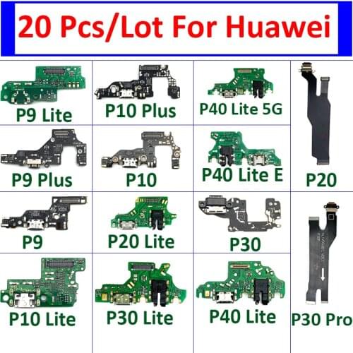 20pcs/lot USB Charger Charging Dock Port Connector Flex Cable For Huawei P9 P10 Plus P20 Lite P30 Pro P40 Pro Plus