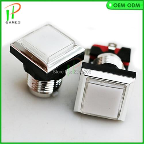 5pcs 32mm square CHROME Plated illuminated 12v LED Arcade Start Push Button with microswitch