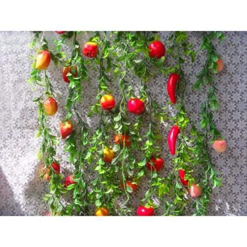 5 pcs Hot 8Ft/2.3M Artificial Little Fruit Garland Fake Plant Ivy Faux Fruit Vine Leaf Wedding Decoration Multi-fruit
