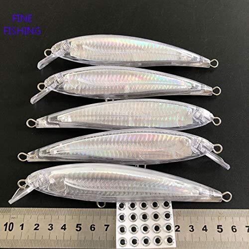 5PCS Unpainted Crankbait Fishing Lure Body 6 3/10 Inch 1 3/10 OZ Blank Lure 8205