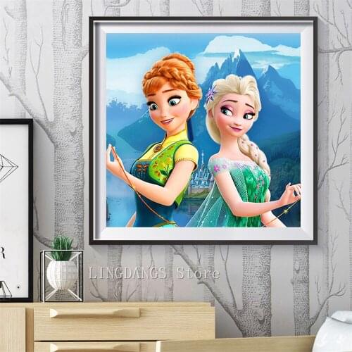 5d Diy Diamond Painting Disney Frozen Snow Queen Anna Anime Cartoon Manga Diamond Mosaic Embroidery Cross Stitch Art Home Decor