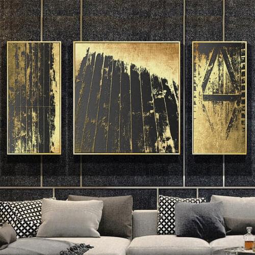 Abstract Gold Black Nordic Canvas Art Painting Picture Home Decor Wall Art Poster Vintage Print Living Room Minimalist Painting