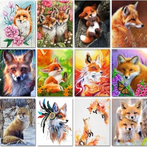 Needlework Diy 5d Diamond Painting Animal Fox Embroidery Handicrafts Rhinestones Mosaic Lovely Little Fox European Home Decor