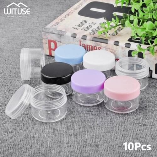 10Pcs Cream Jar 10 15 20g Small Empty Cosmetic Refillable Bottles Plastic jar for loose Cosmetic Jar Pot Container Storage jars