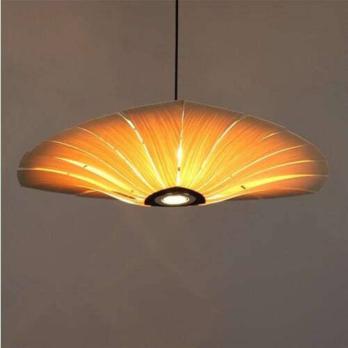 Large OAK Cherry Bark Wooden pendant light Luster Led Rustic Lighting Modern Decoration Chinese Pendant Lamp Dia60/70cm