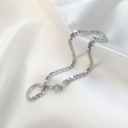 2mm width 925 Sterling Silver Box Chain Bracelets for Women Girls Friendship Bracelete Jewelry Pulseira Feminina Pulseras Mujer