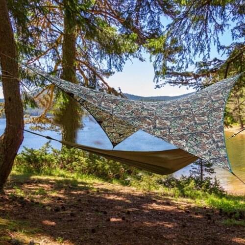 Hammock Tent Tarp Waterproof Sunshade Camouflage Triangle Outdoor Hiking Hammock Tent Tarp For Camping Backyard Travel