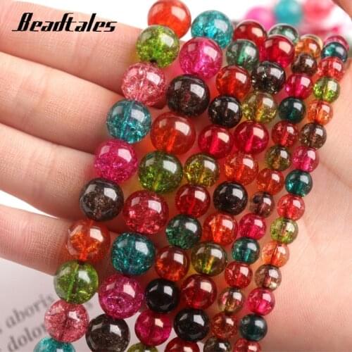 6/8/10mm Multicolor Crack Crystal Beads Natural Stone Round Loose Stone Beads Natural Stone For Jewelry DIY Bracelets Beadtales
